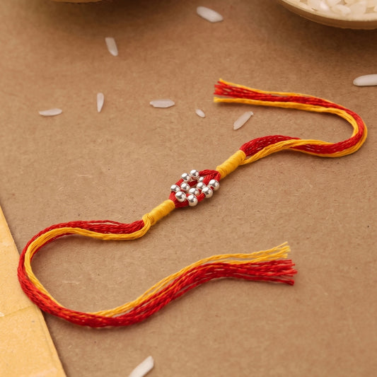 925 Silver Beaded Floral Rakhi