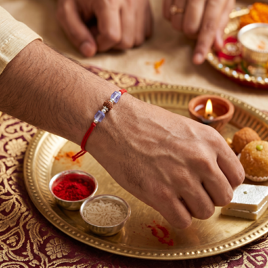 Sky Crystal Rudraksha Rakhi