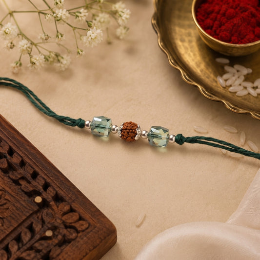 Green Crystal Rudraksha Rakhi
