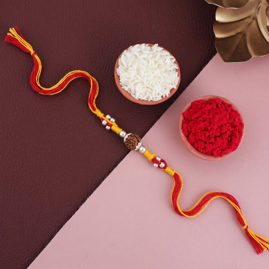 Sacred Rudraksha Silver Bead Rakhi