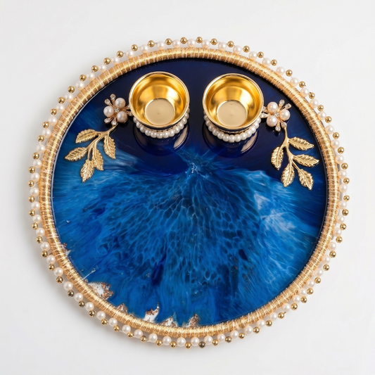 Ocean Blue Resin Pooja Thali