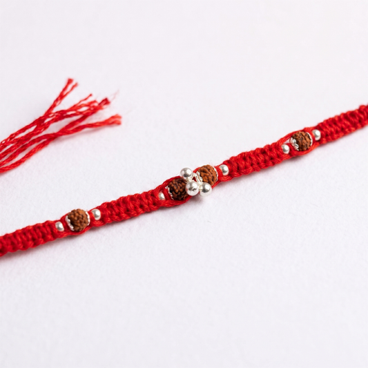 Rudraksha Silver Flower Rakhi