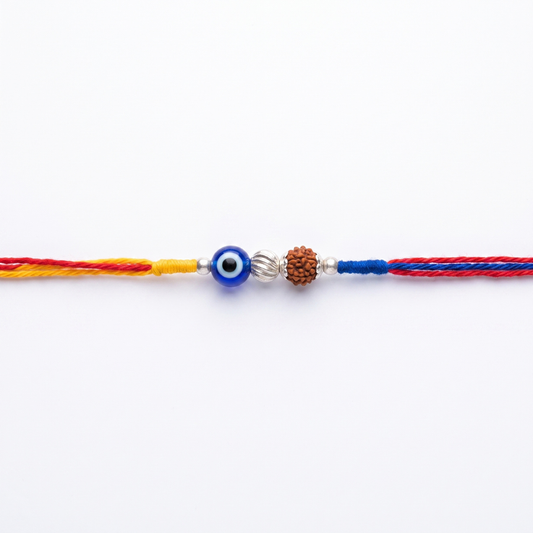 925 Silver Evil Eye Rudraksha Rakhi