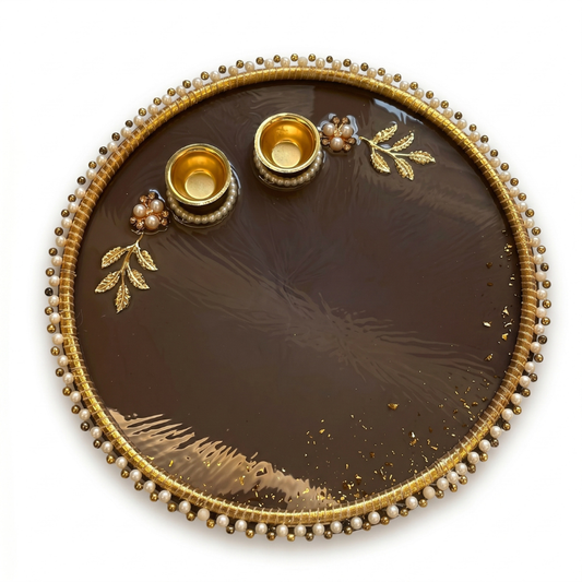 Royal Mocha Resin Pooja Thali