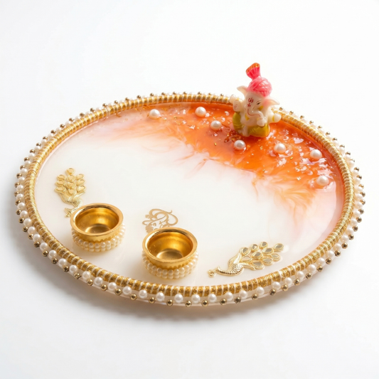 Sunset Ganesha Resin Pooja Thali