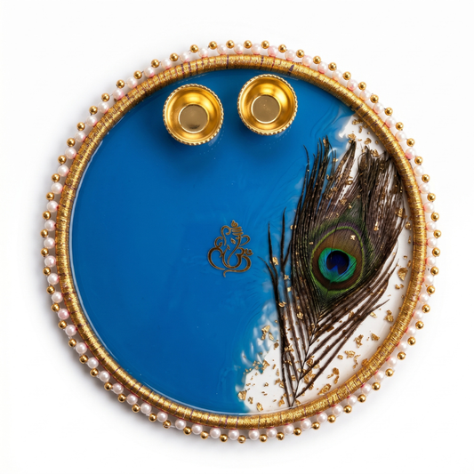 Royal Peacock Resin Pooja Thali