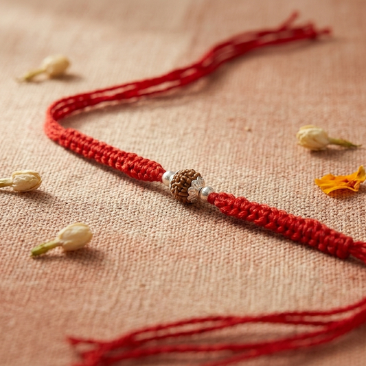 925 Silver Single Rudraksha Rakhi
