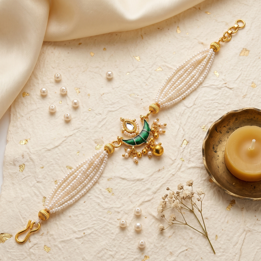 Pearl Green Crescent Lumba Rakhi