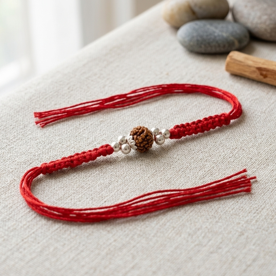 925 Silver Classic Rudraksha Rakhi