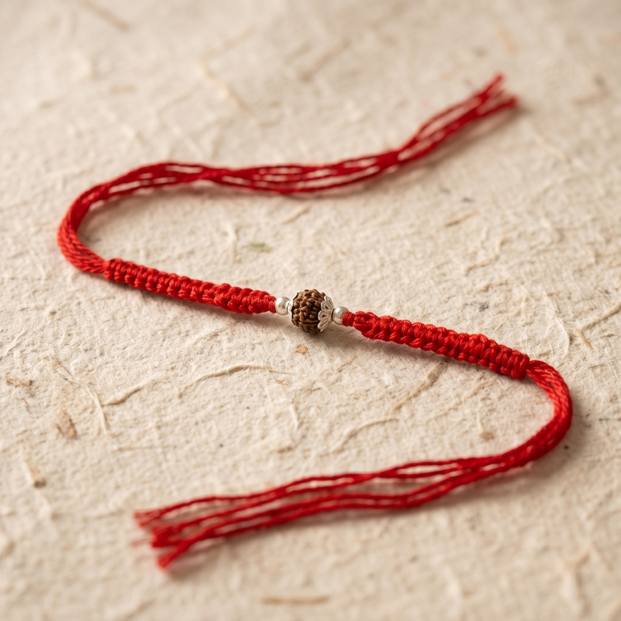 925 Silver Single Rudraksha Rakhi