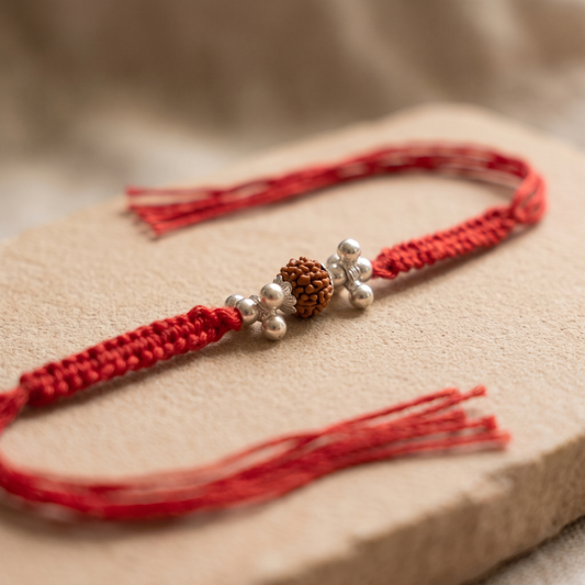 Silver Rudraksha Trinity Rakhi