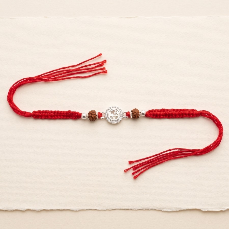 925 Silver Spiritual Om Rudraksha Rakhi