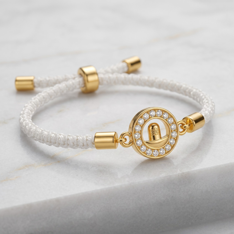 Premium Shivling Bracelet Rakhi (White)