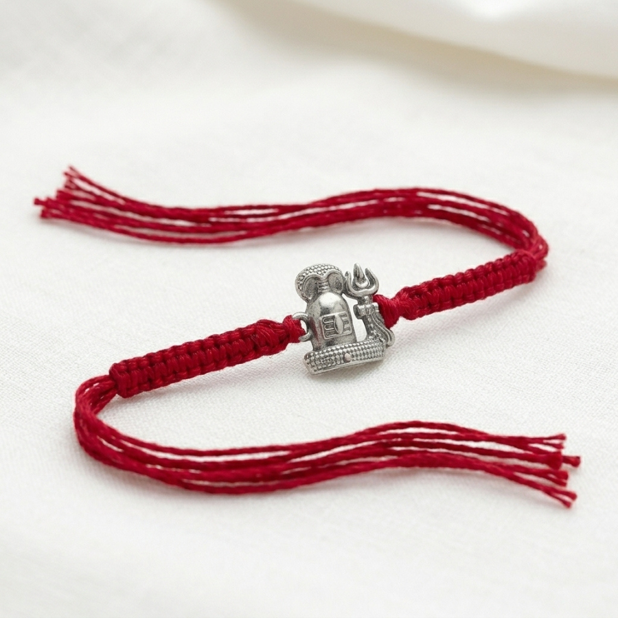 925 Silver Shivling & Trishul Rakhi