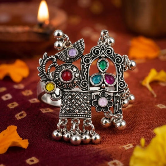 Navrang Jharokha Oxidised Statement Ring