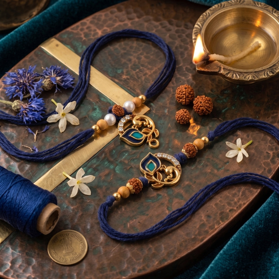 Peacock Divine Rakhi Set of 2