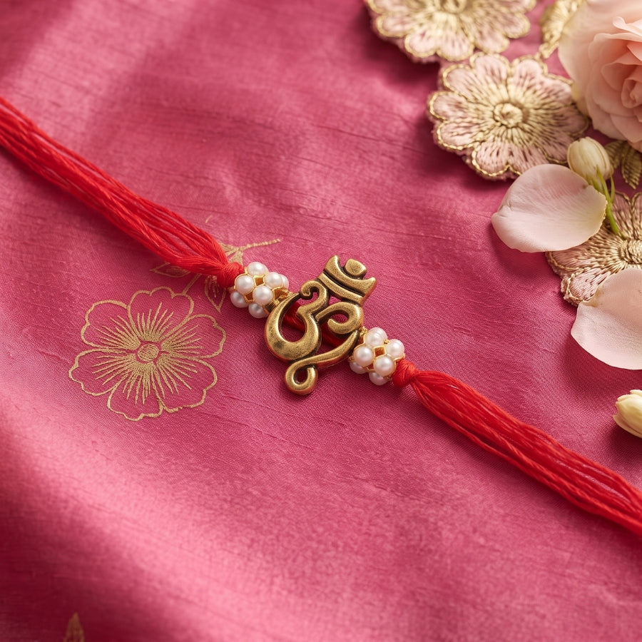 Antique Om Pearl Rakhi