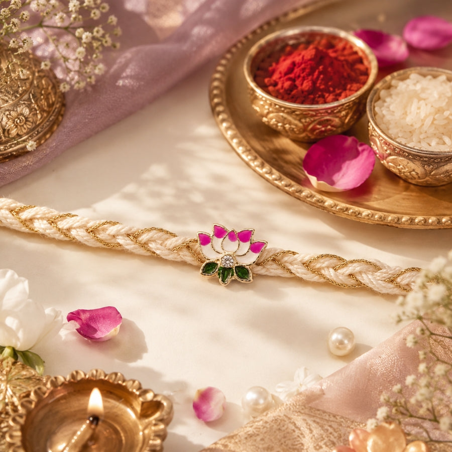 Pink Lotus Designer Rakhi