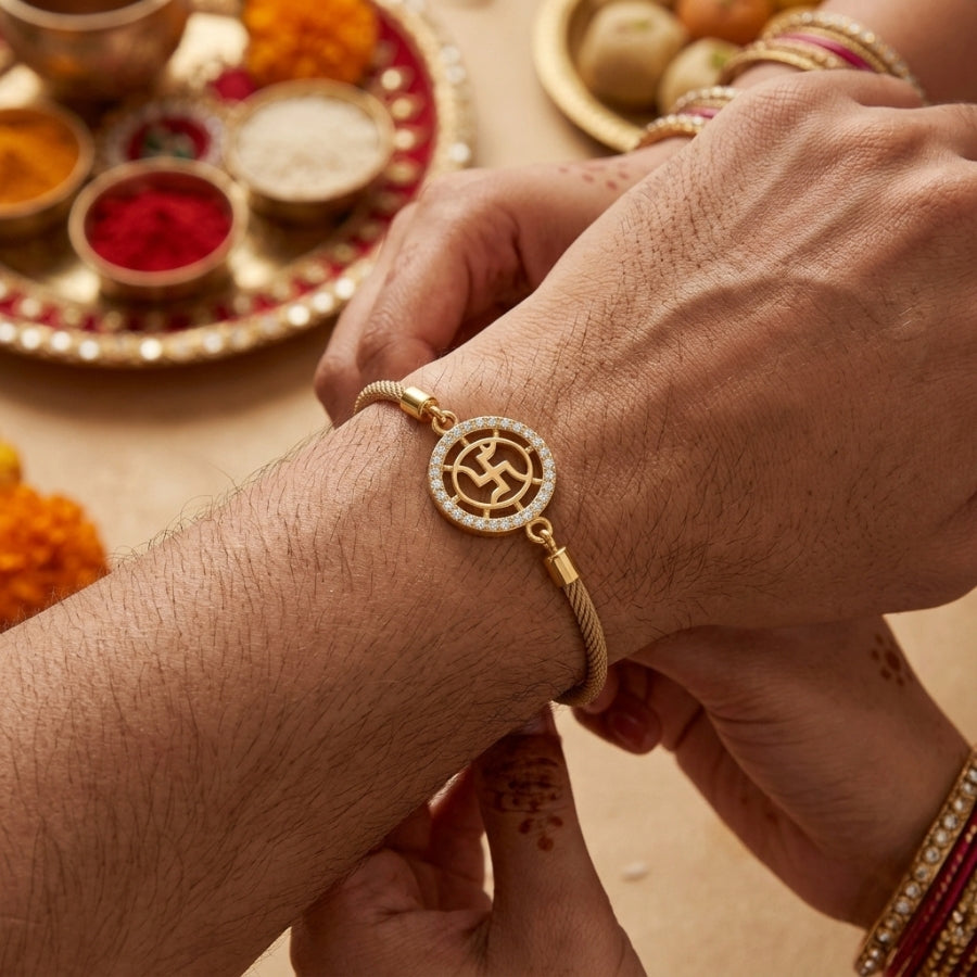 Crystal Swastik Designer Rakhi
