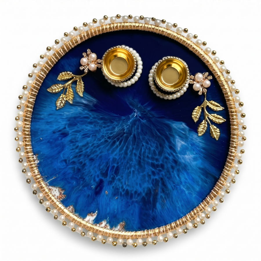 Ocean Blue Resin Pooja Thali