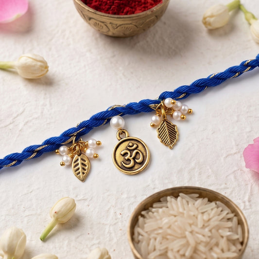 Blue Om Charm Designer Rakhi