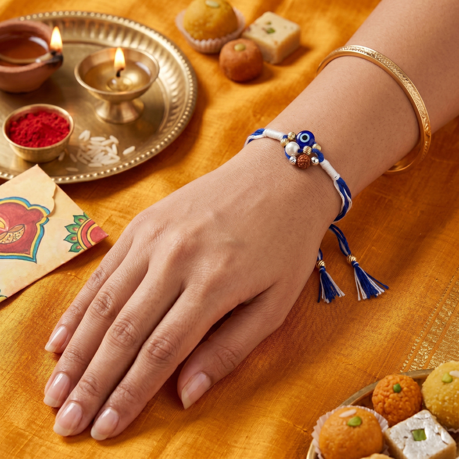 Nazar Pearl Rudraksha Rakhi