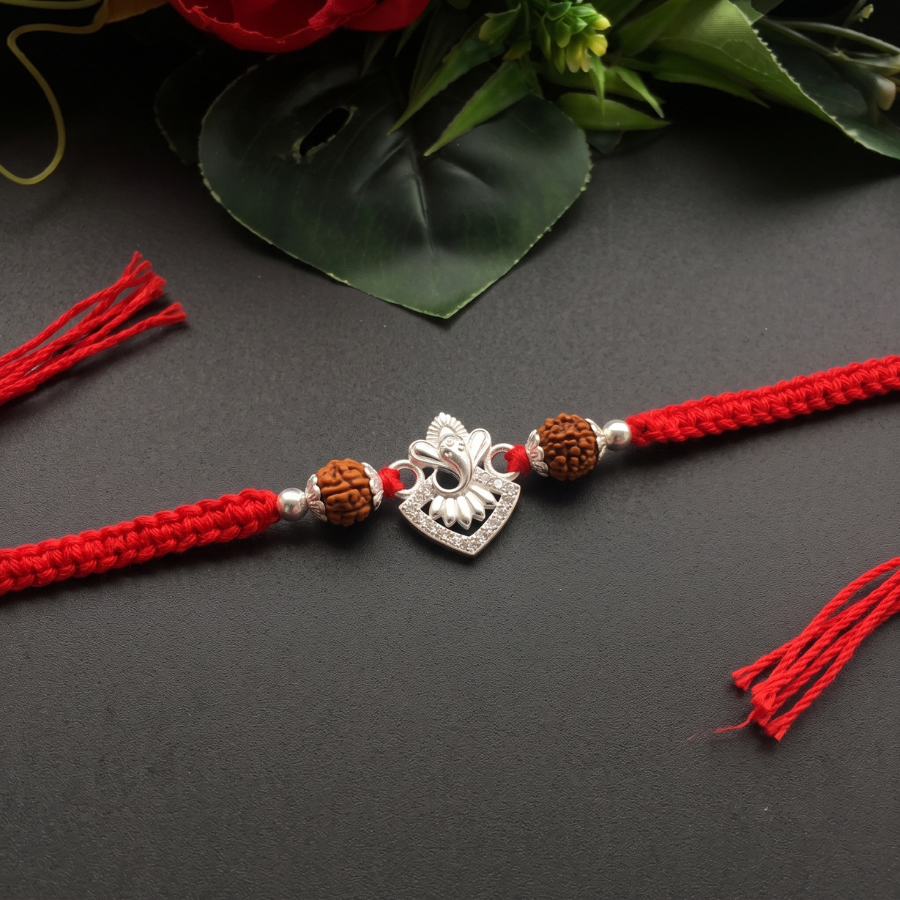 925 Silver Shree Ganesh Rudraksha Rakhi