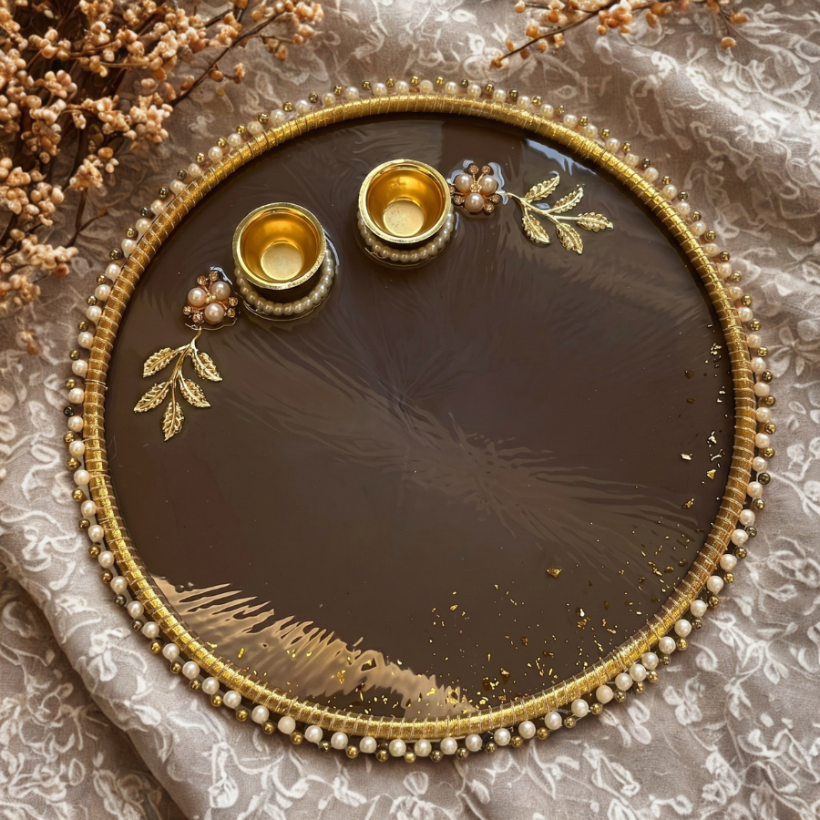 Royal Mocha Resin Pooja Thali