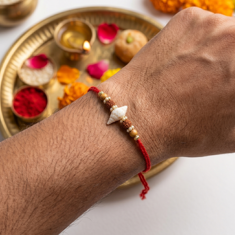 Coastal Rudraksha Shell Rakhi