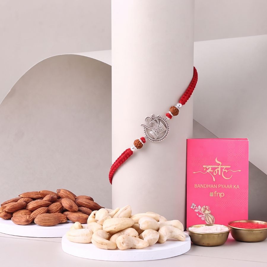 925 Silver Om Shivling Rudraksha Rakhi