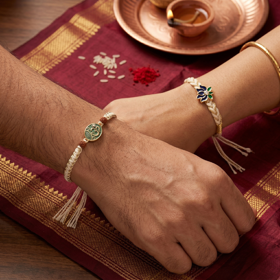 Divine Lotus & Om Rakhi Combo Set of 2