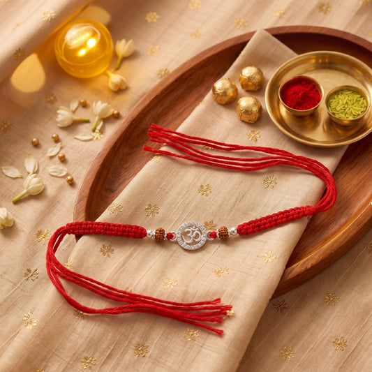 925 Silver Om Aura Rudraksha Rakhi