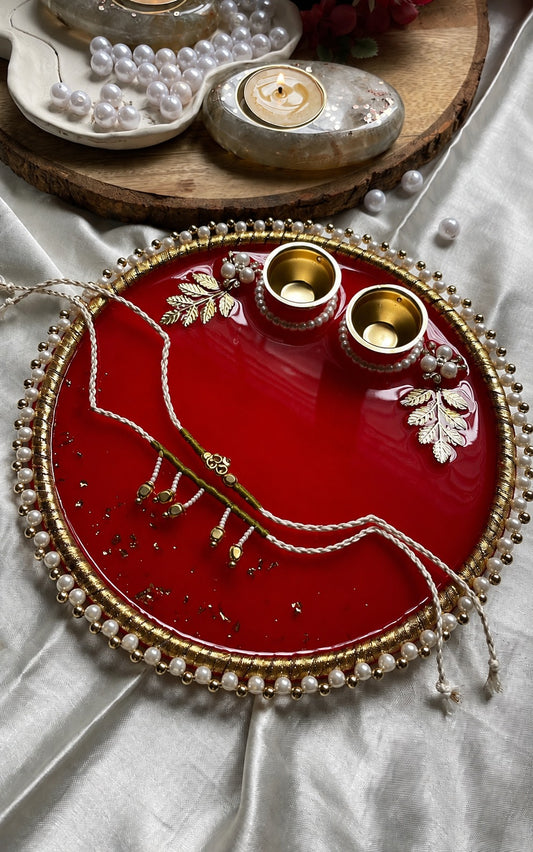 Red Crimson Pearl Resin Thali