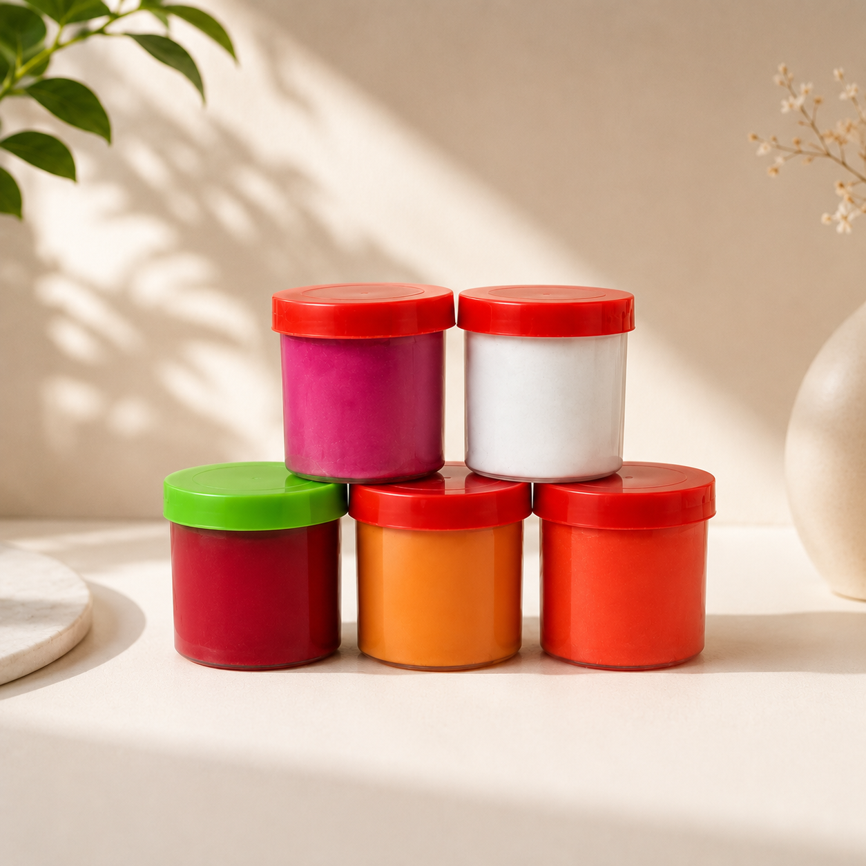 Kumkum and Puja Powder Set, close-up