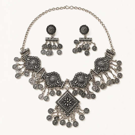 Chowk Sikka Oxidised Necklace Set - image 2