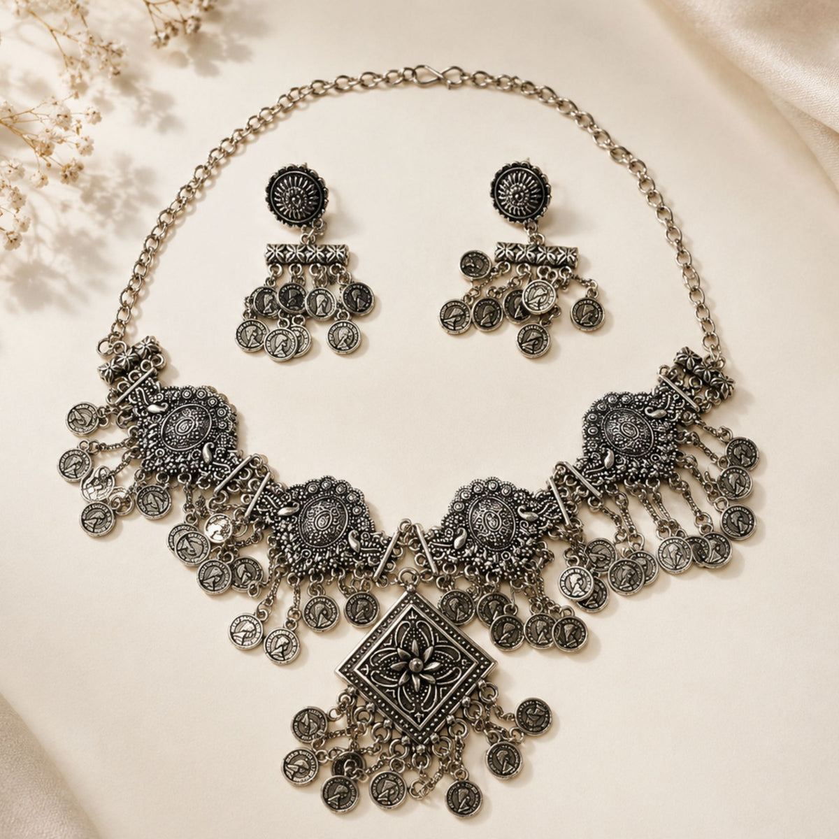 Chowk Sikka Oxidised Necklace Set - image 3