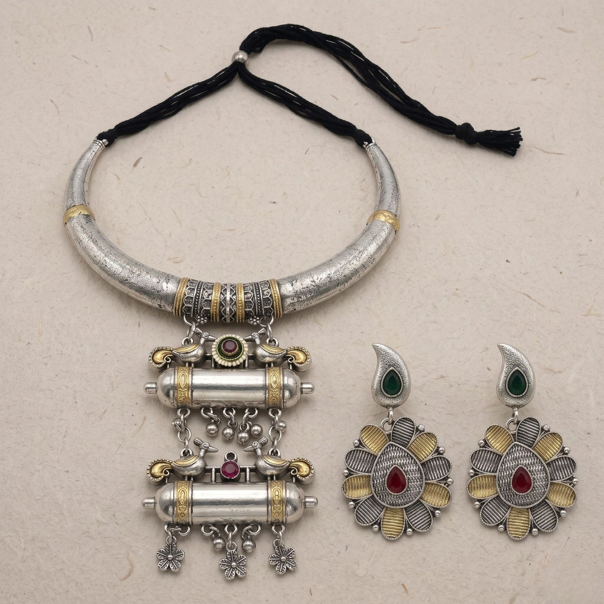 Dholki Mor Dual-Tone Necklace Set - view 3