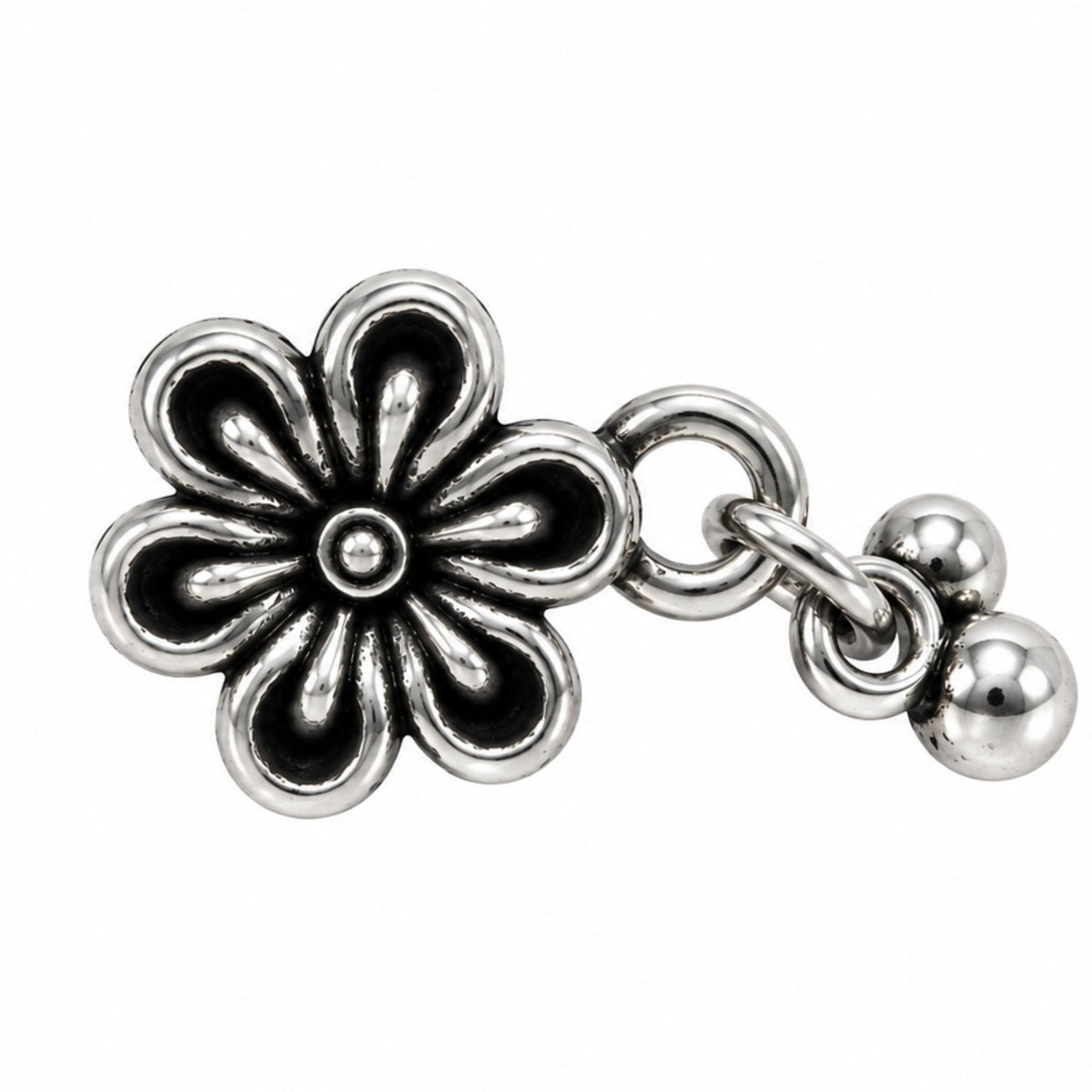 Navratri Five-Petal Flower Oxidised Nose Pin - view 3