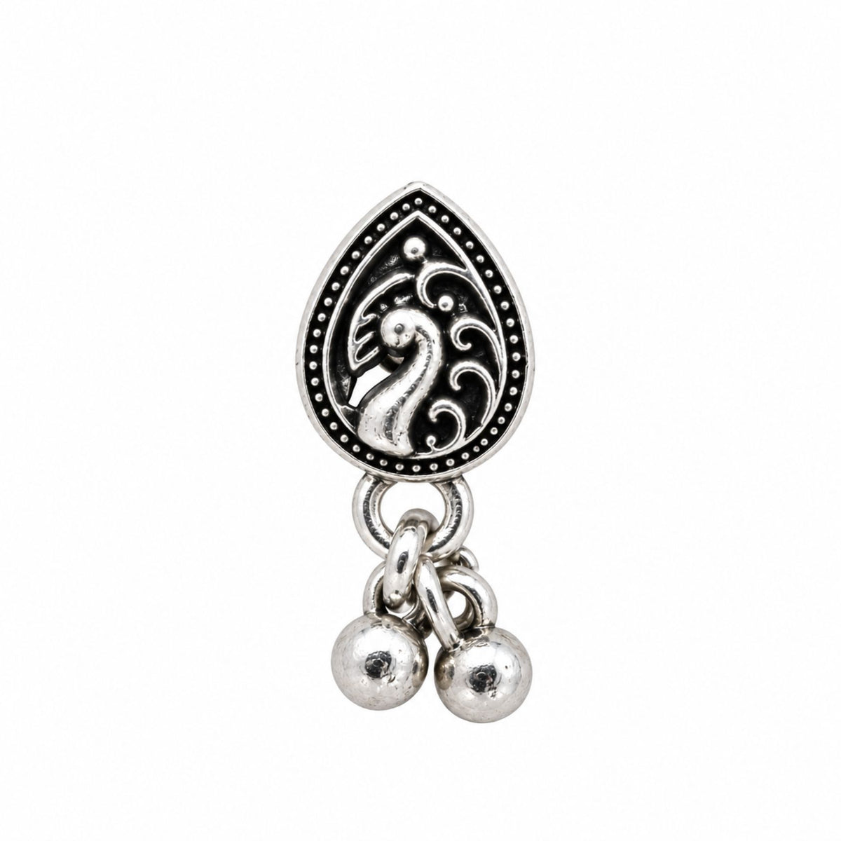 Navratri Leaf Paisley Oxidised Nose Pin - view 2