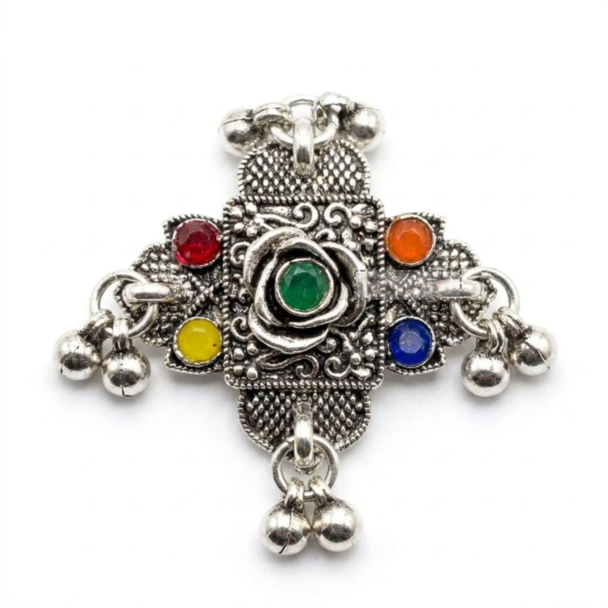 Navratri Green Stone Peacock Oxidised Ring - view 2
