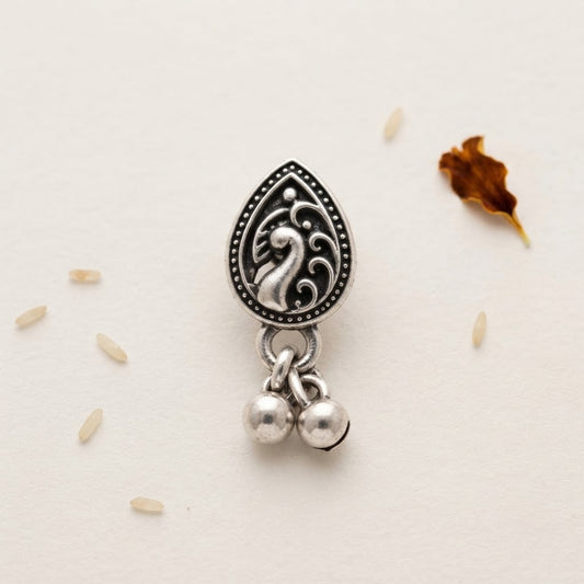 Mor Paan Oxidised Teardrop Nose Pin