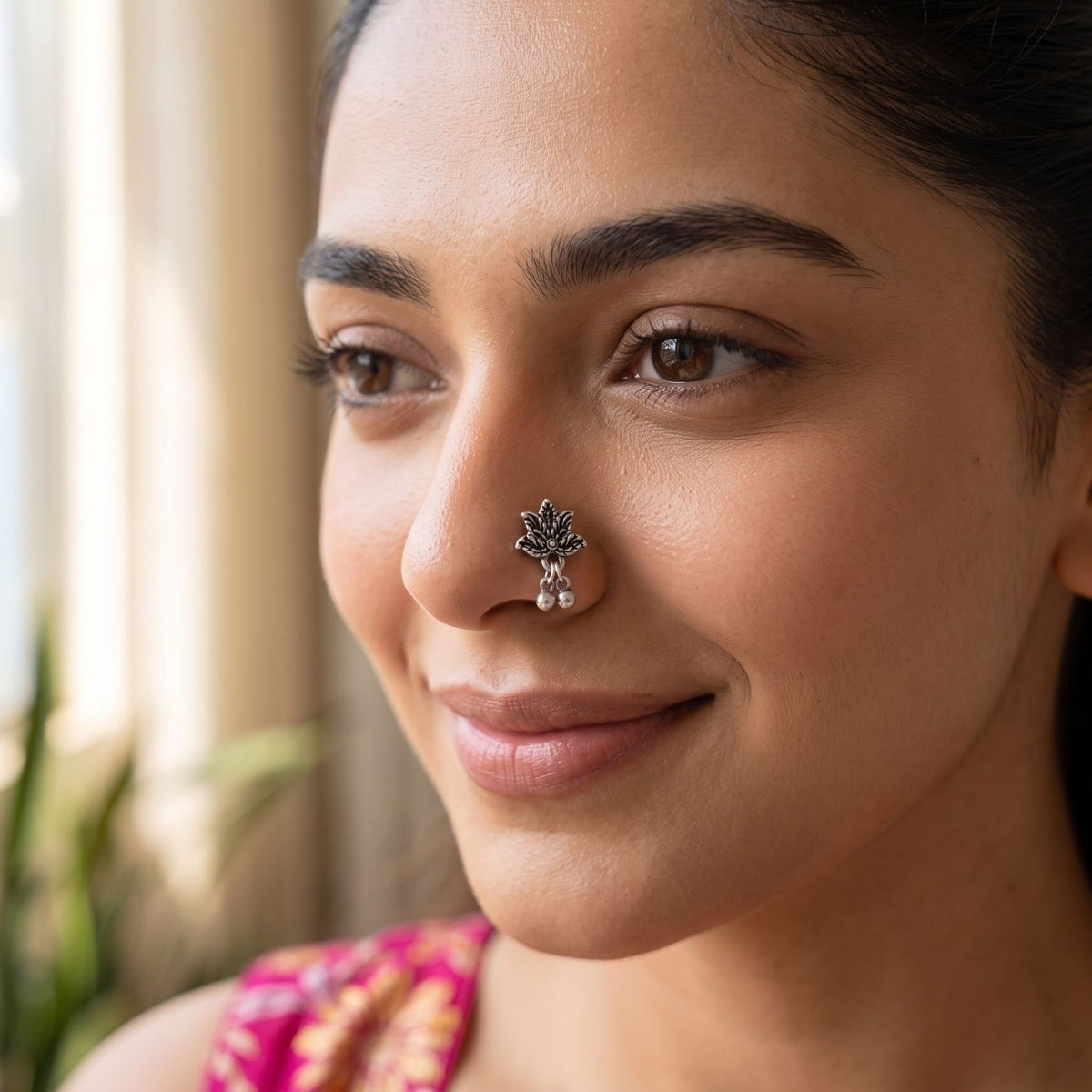 Phool Ghughri Oxidised Nose Pin - view 5
