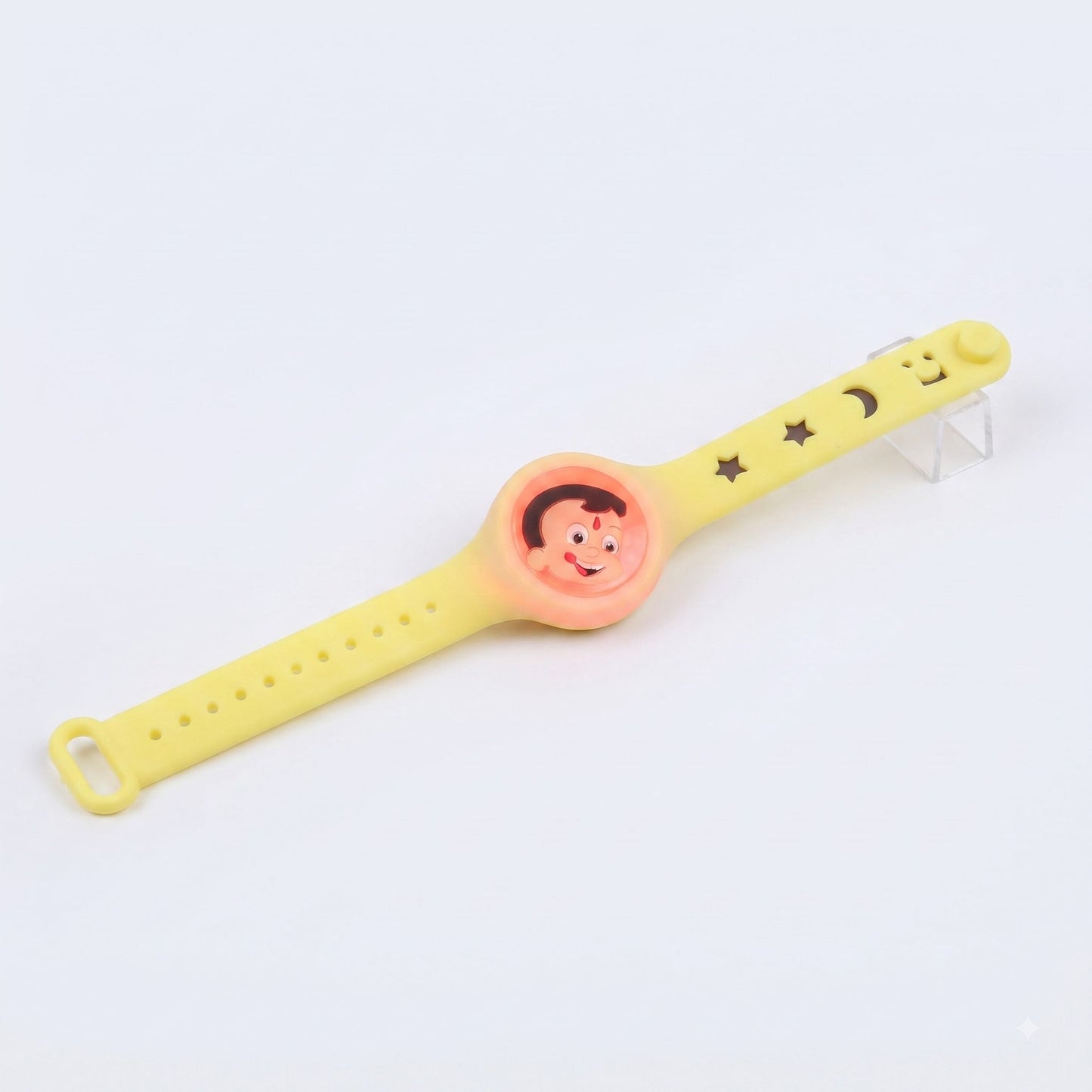 Chhota Bheem Round LED Kids Rakhi Yellow