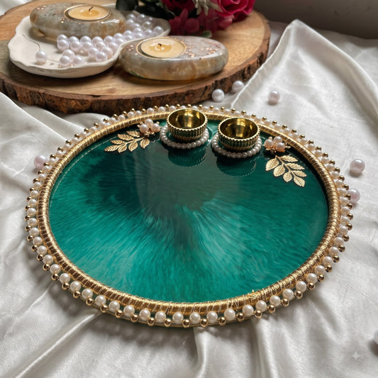 Emerald Pearl Resin Thali