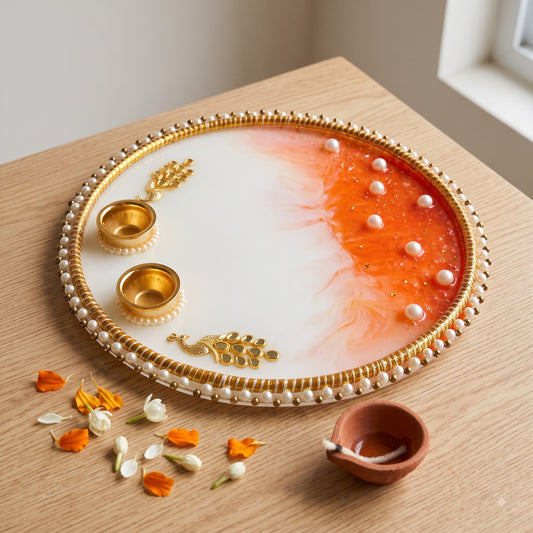 Sunset Resin Pooja Thali
