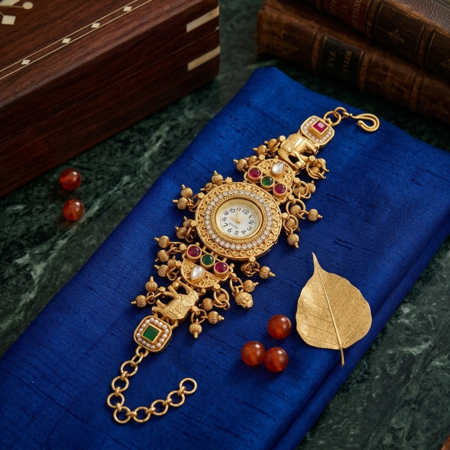 Gajraaj Ratna Ghughri Antique Gold Watch - image 1