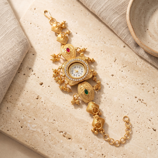 Meena Dholki Ghughri Antique Gold Watch - image 1