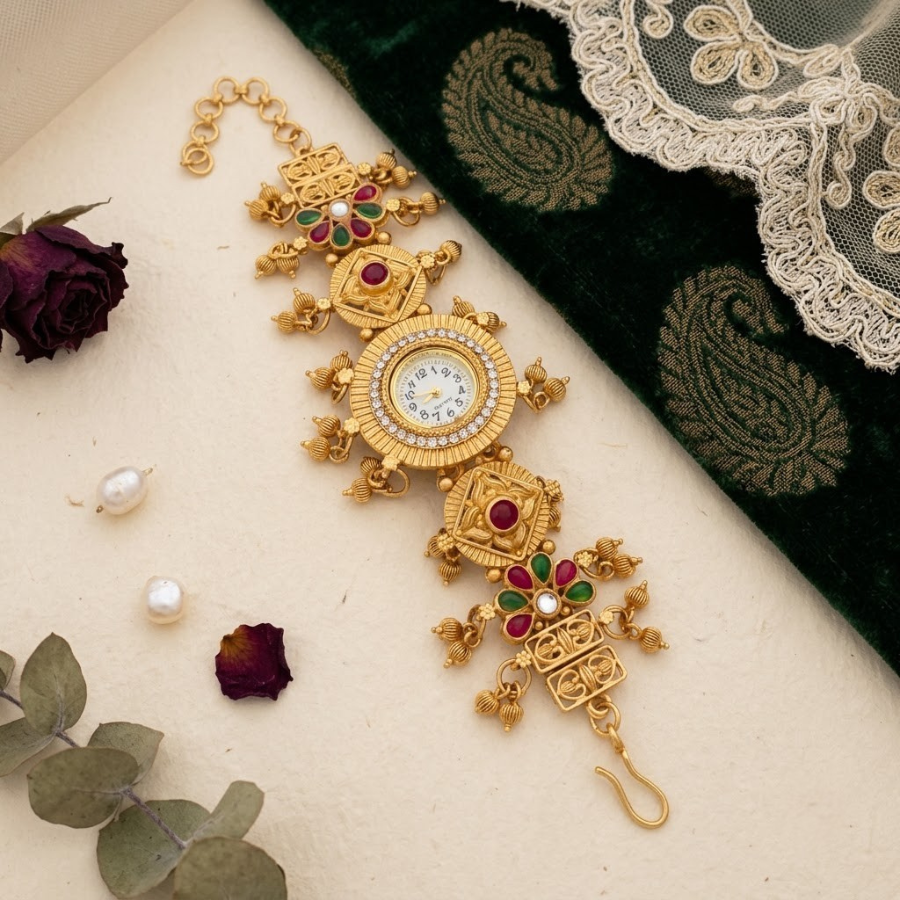 Navrang Chowk Ghughri Antique Gold Watch - image 2