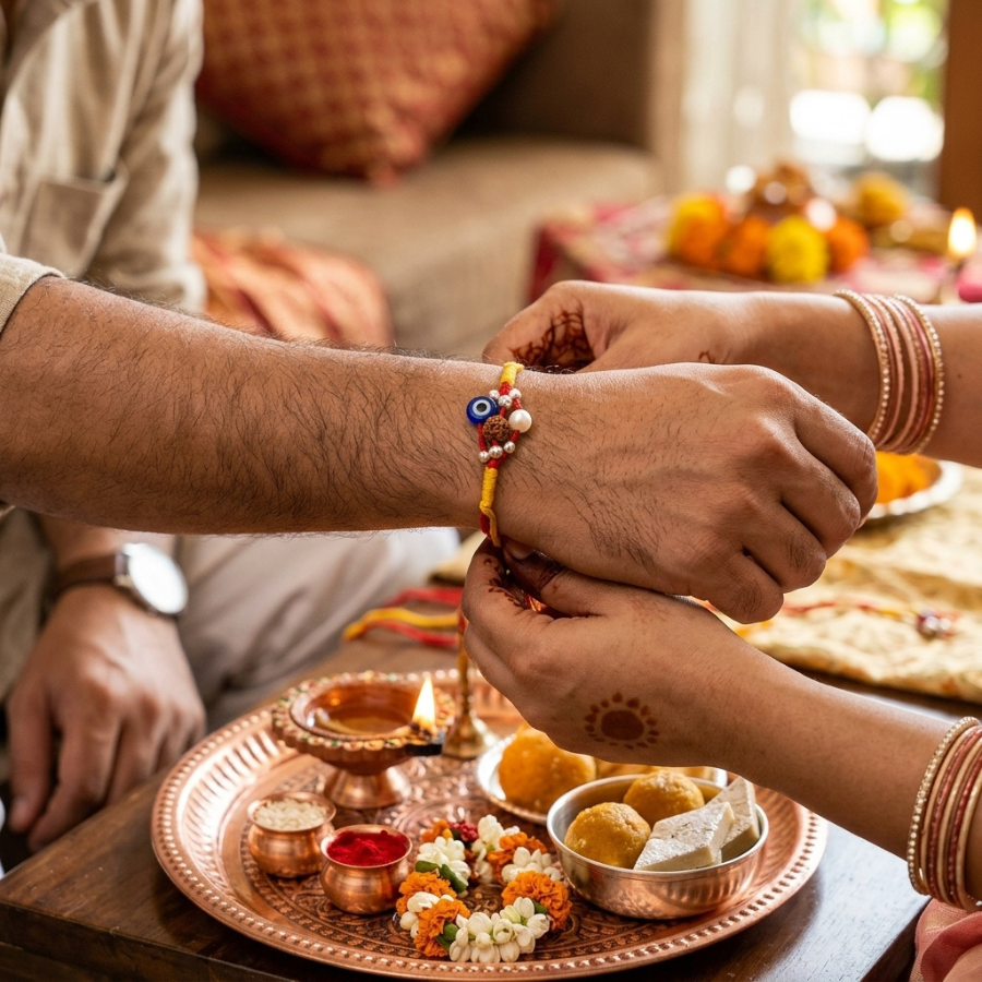 Evil Eye Rudraksha Pearl Rakhi
