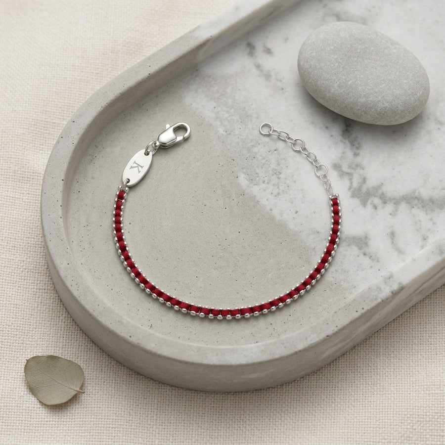 Silver Red Thread Bracelet